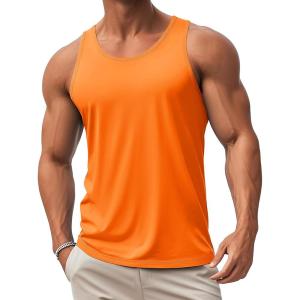 imageMAGCOMSEN Mens Workout Tank Tops Undershirt Cotton Muscle Athletic Sleeveless Shirts for Gym06orange