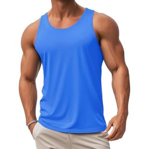 imageMAGCOMSEN Mens Workout Tank Tops Undershirt Cotton Muscle Athletic Sleeveless Shirts for Gym10azure