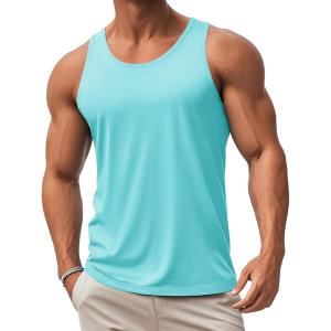 imageMAGCOMSEN Mens Workout Tank Tops Undershirt Cotton Muscle Athletic Sleeveless Shirts for Gym18lake Blue
