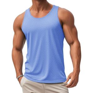 imageMAGCOMSEN Mens Workout Tank Tops Undershirt Cotton Muscle Athletic Sleeveless Shirts for Gym22light Blue