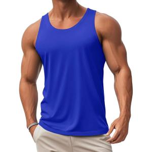 imageMAGCOMSEN Mens Workout Tank Tops Undershirt Cotton Muscle Athletic Sleeveless Shirts for Gym23color Blue