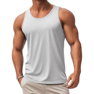 imageMAGCOMSEN Mens Workout Tank Tops Undershirt Cotton Muscle Athletic Sleeveless Shirts for Gym24beige