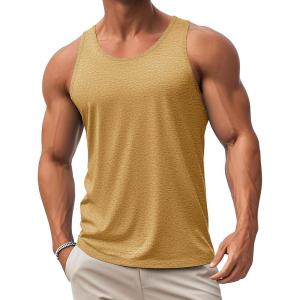 imageMAGCOMSEN Mens Workout Tank Tops Undershirt Cotton Muscle Athletic Sleeveless Shirts for Gym25earthy Yellow