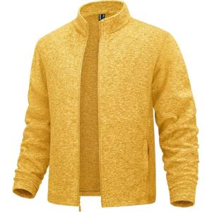 imageMAGCOMSEN Mens Zip Up Sweatshirt Casual Fleece Jacket with Zipper Pockets and Stand CollarGinger