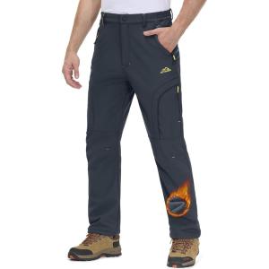 imageMAGCOMSEN Snow Pants for Men Water Resistant Fleece Lined 5 Zipper Pockets Winter Snowboard Hiking Insulated Ski PantsGrey