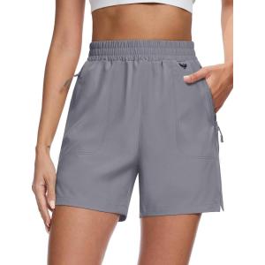 imageMAGCOMSEN Womens 5quot Hiking Cargo Shorts UPF 50 Quick Dry Lightweight Golf Athletic Casual Summer Shorts with PocketsLight Grey