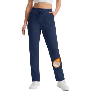 imageMAGCOMSEN Womens Sherpa Lined Sweatpants Winter Warm Fleece Pants Water Resistant Heavy Insulated Thermal Pants OutdoorNavy