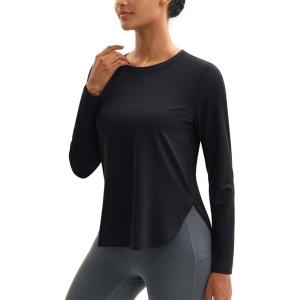 imageMAGCOMSEN Womens Sun Shirts SPF Long Sleeve Workout Tops Athletic UV Protection UPF 80 Quick Dry T ShirtBlack