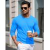 imageMAGCOMSEN Mens Long Sleeve Shirts Cotton Crew Neck T Shirt Solid Casual Shirt Lightweight Work Tee ShirtsAzure Blue