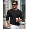 imageMAGCOMSEN Mens Long Sleeve Shirts Cotton Crew Neck T Shirt Solid Casual Shirt Lightweight Work Tee ShirtsBlack