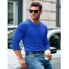 imageMAGCOMSEN Mens Long Sleeve Shirts Cotton Crew Neck T Shirt Solid Casual Shirt Lightweight Work Tee ShirtsBright Blue