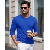 imageMAGCOMSEN Mens Long Sleeve Shirts Cotton Crew Neck T Shirt Solid Casual Shirt Lightweight Work Tee ShirtsBright Blue