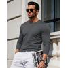 imageMAGCOMSEN Mens Long Sleeve Shirts Cotton Crew Neck T Shirt Solid Casual Shirt Lightweight Work Tee ShirtsDark Heather