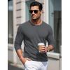 imageMAGCOMSEN Mens Long Sleeve Shirts Cotton Crew Neck T Shirt Solid Casual Shirt Lightweight Work Tee ShirtsDark Heather
