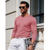 imageMAGCOMSEN Mens Long Sleeve Shirts Cotton Crew Neck T Shirt Solid Casual Shirt Lightweight Work Tee ShirtsGrey Pink