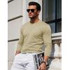 imageMAGCOMSEN Mens Long Sleeve Shirts Cotton Crew Neck T Shirt Solid Casual Shirt Lightweight Work Tee ShirtsKhaki