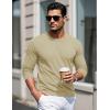 imageMAGCOMSEN Mens Long Sleeve Shirts Cotton Crew Neck T Shirt Solid Casual Shirt Lightweight Work Tee ShirtsKhaki