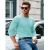 imageMAGCOMSEN Mens Long Sleeve Shirts Cotton Crew Neck T Shirt Solid Casual Shirt Lightweight Work Tee ShirtsLake Blue