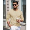 imageMAGCOMSEN Mens Long Sleeve Shirts Cotton Crew Neck T Shirt Solid Casual Shirt Lightweight Work Tee ShirtsLight Apricot