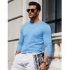 imageMAGCOMSEN Mens Long Sleeve Shirts Cotton Crew Neck T Shirt Solid Casual Shirt Lightweight Work Tee ShirtsWaterfall Blue
