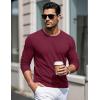imageMAGCOMSEN Mens Long Sleeve Shirts Cotton Crew Neck T Shirt Solid Casual Shirt Lightweight Work Tee ShirtsWine Red