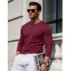 imageMAGCOMSEN Mens Long Sleeve Shirts Cotton Crew Neck T Shirt Solid Casual Shirt Lightweight Work Tee ShirtsWine Red