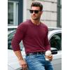 imageMAGCOMSEN Mens Long Sleeve Shirts Cotton Crew Neck T Shirt Solid Casual Shirt Lightweight Work Tee ShirtsWine Red