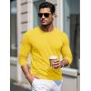 imageMAGCOMSEN Mens Long Sleeve Shirts Cotton Crew Neck T Shirt Solid Casual Shirt Lightweight Work Tee ShirtsYellow