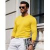 imageMAGCOMSEN Mens Long Sleeve Shirts Cotton Crew Neck T Shirt Solid Casual Shirt Lightweight Work Tee ShirtsYellow