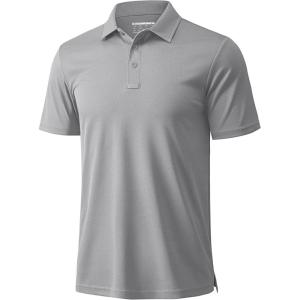 imageMAGCOMSEN Mens Polo Shirts Short Sleeve Golf Quick Dry Collared Moisture Wicking Athletic Performance PolosLight Grey