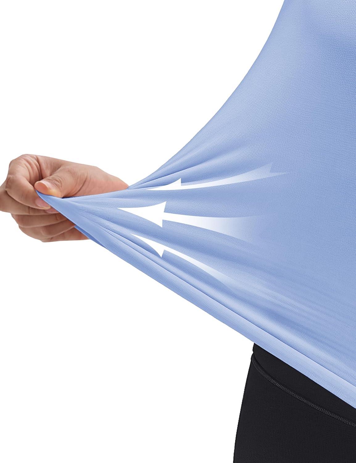 imageMAGCOMSEN Womens Crop Tank Tops Workout Sleeveless Shirts Loose Fit Gym Yoga Top with Side SlitsLight Blue