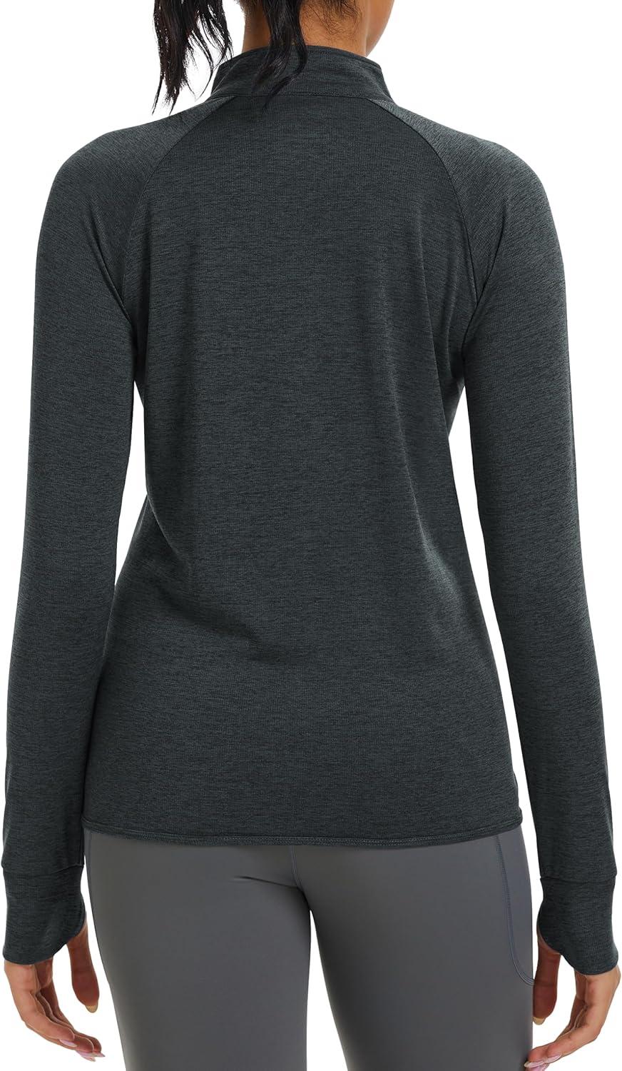 imageMAGCOMSEN Womens UPF 50 Athletic Jackets Full Zip Lightweight Workout Jacket SPF Sun Protection Shirts Hiking RunningBlack