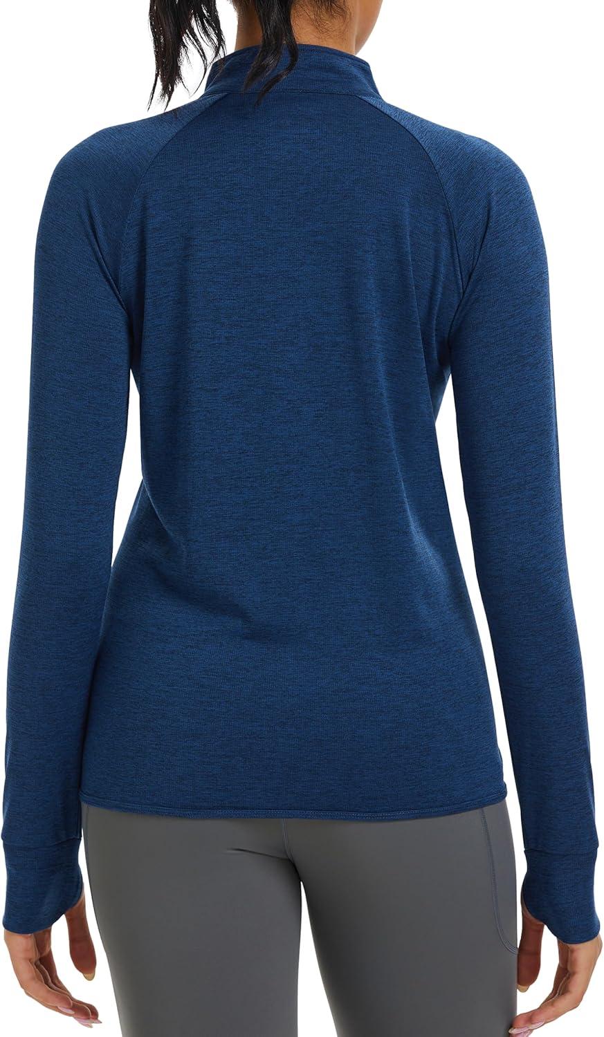 imageMAGCOMSEN Womens UPF 50 Athletic Jackets Full Zip Lightweight Workout Jacket SPF Sun Protection Shirts Hiking RunningDarkblue