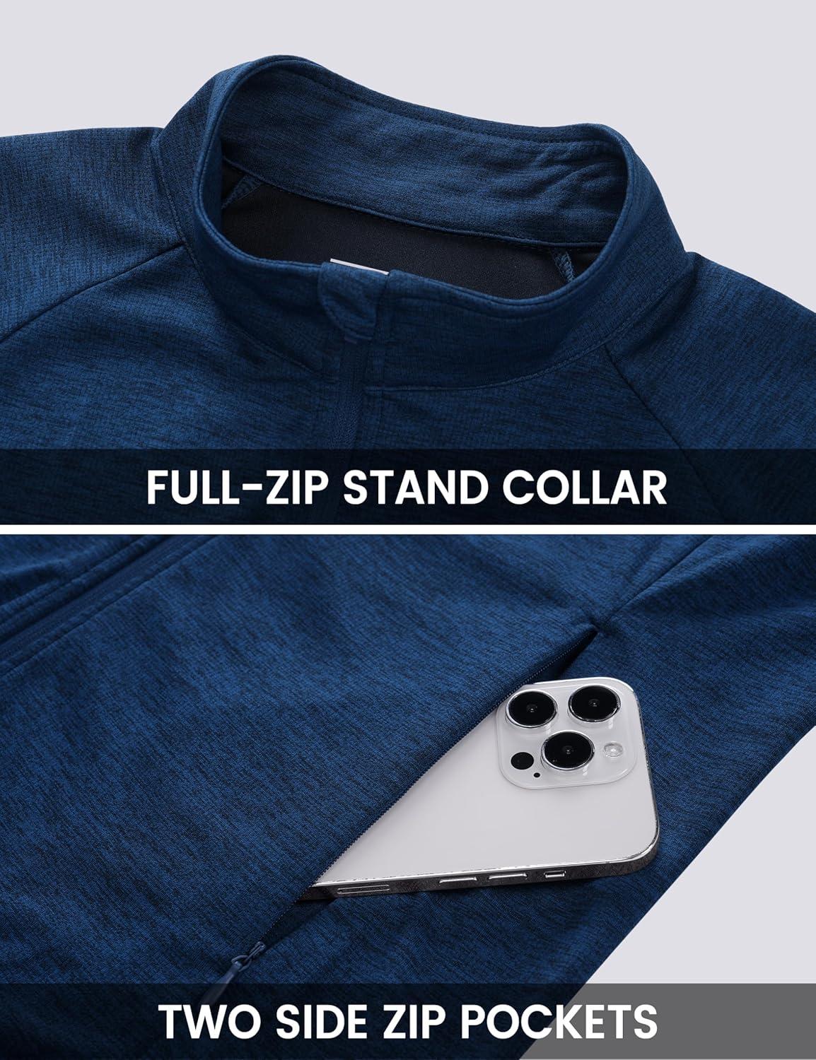 imageMAGCOMSEN Womens UPF 50 Athletic Jackets Full Zip Lightweight Workout Jacket SPF Sun Protection Shirts Hiking RunningDarkblue