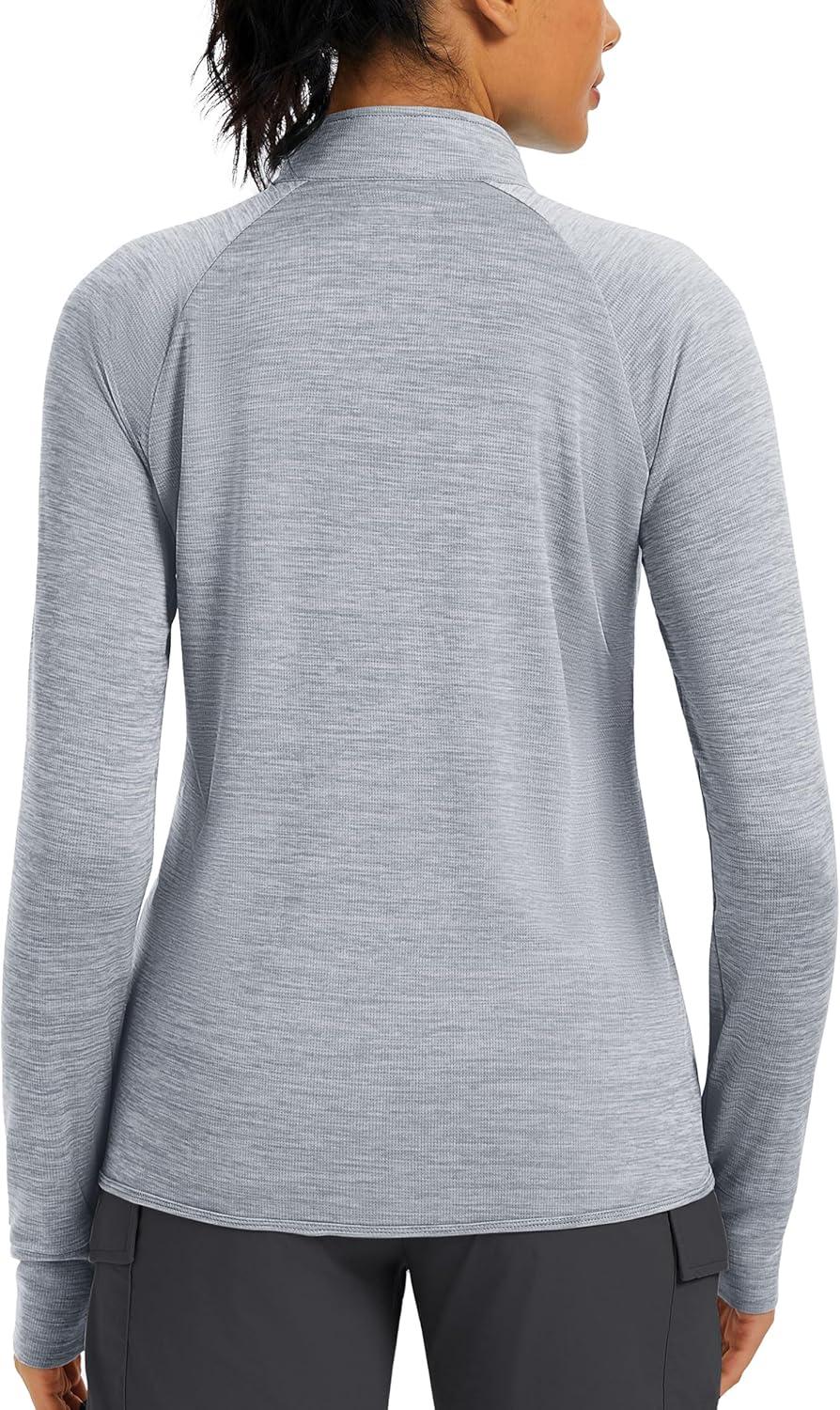 imageMAGCOMSEN Womens UPF 50 Athletic Jackets Full Zip Lightweight Workout Jacket SPF Sun Protection Shirts Hiking RunningLtgray