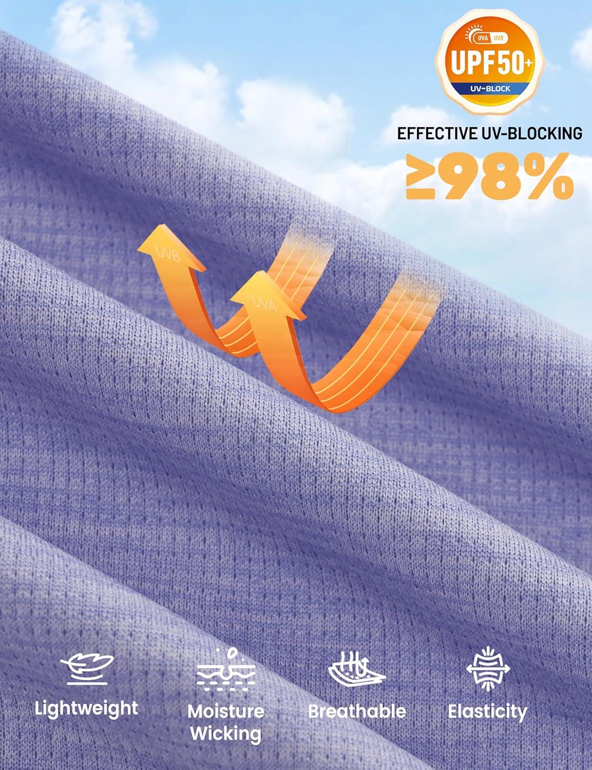 imageMAGCOMSEN Womens UPF 50 Athletic Jackets Full Zip Lightweight Workout Jacket SPF Sun Protection Shirts Hiking RunningLtpurple