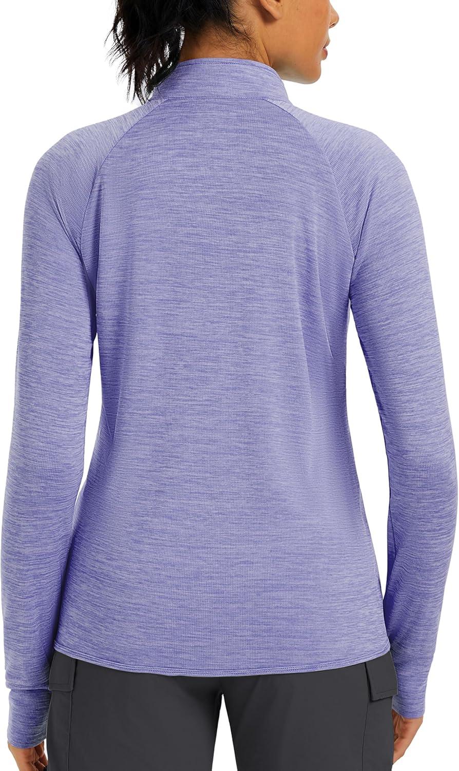 imageMAGCOMSEN Womens UPF 50 Athletic Jackets Full Zip Lightweight Workout Jacket SPF Sun Protection Shirts Hiking RunningLtpurple