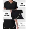 imageMAGCOMSEN Women Workout Short Sleeve Tops UPF 50 Sun T Shirt Quick Dry Moisture Wicking Shirts for Yoga Running HikingBlack