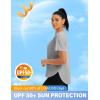 imageMAGCOMSEN Women Workout Short Sleeve Tops UPF 50 Sun T Shirt Quick Dry Moisture Wicking Shirts for Yoga Running HikingLight Grey