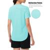 imageMAGCOMSEN Women Workout Short Sleeve Tops UPF 50 Sun T Shirt Quick Dry Moisture Wicking Shirts for Yoga Running HikingLight Lake Blue