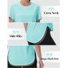 imageMAGCOMSEN Women Workout Short Sleeve Tops UPF 50 Sun T Shirt Quick Dry Moisture Wicking Shirts for Yoga Running HikingLight Lake Blue