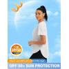 imageMAGCOMSEN Women Workout Short Sleeve Tops UPF 50 Sun T Shirt Quick Dry Moisture Wicking Shirts for Yoga Running HikingWhite