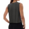 imageMAGCOMSEN Womens Crop Tank Tops Workout Sleeveless Shirts Loose Fit Gym Yoga Top with Side SlitsDark Grey