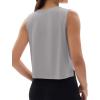 imageMAGCOMSEN Womens Crop Tank Tops Workout Sleeveless Shirts Loose Fit Gym Yoga Top with Side SlitsLight Grey