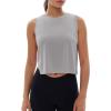 imageMAGCOMSEN Womens Crop Tank Tops Workout Sleeveless Shirts Loose Fit Gym Yoga Top with Side SlitsLight Grey