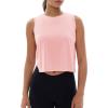 imageMAGCOMSEN Womens Crop Tank Tops Workout Sleeveless Shirts Loose Fit Gym Yoga Top with Side SlitsLight Pink