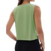 imageMAGCOMSEN Womens Crop Tank Tops Workout Sleeveless Shirts Loose Fit Gym Yoga Top with Side SlitsMist Green