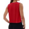 imageMAGCOMSEN Womens Crop Tank Tops Workout Sleeveless Shirts Loose Fit Gym Yoga Top with Side SlitsRed