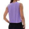 imageMAGCOMSEN Womens Crop Tank Tops Workout Sleeveless Shirts Loose Fit Gym Yoga Top with Side SlitsTaro Purple