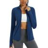 imageMAGCOMSEN Womens UPF 50 Athletic Jackets Full Zip Lightweight Workout Jacket SPF Sun Protection Shirts Hiking RunningDarkblue